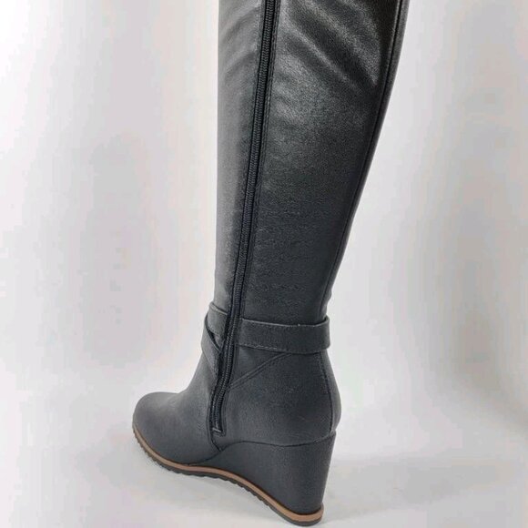 Soul Naturalizer Womens Harvest Riding Boots Black Wedge Knee High Zip 9.5 W New - Picture 1 of 4